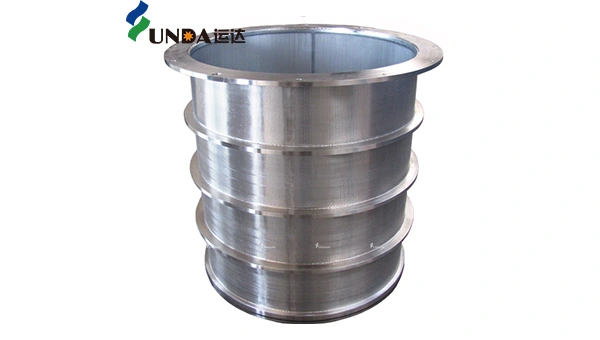 Outflow-type perforated screen basket of yunda